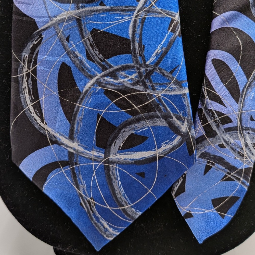 J. Garcia Happy Birthday Collection 56 Blue Abstract Swirl Silk Tie Jerry
